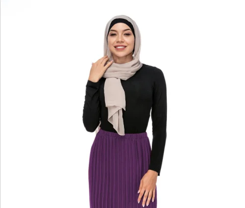 only black color top Модная женская шифоновая плиссированная юбка, длинная юбка принцессы, элегантные скромные мусульманские Вечерние юбки длиной до щиколотки, одежда в исламском стиле - Цвет: only black color top