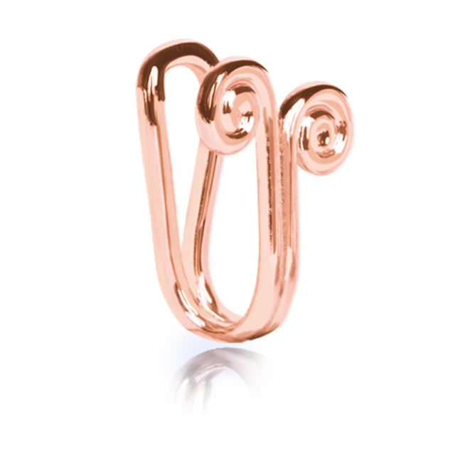 Fake Nose Piercing Ring Nose Cuff And Stud Jewelry Cooper Curve Shape Nose Clip Non Piercing Nose Ring Clip Ear Clip 2-rosegold