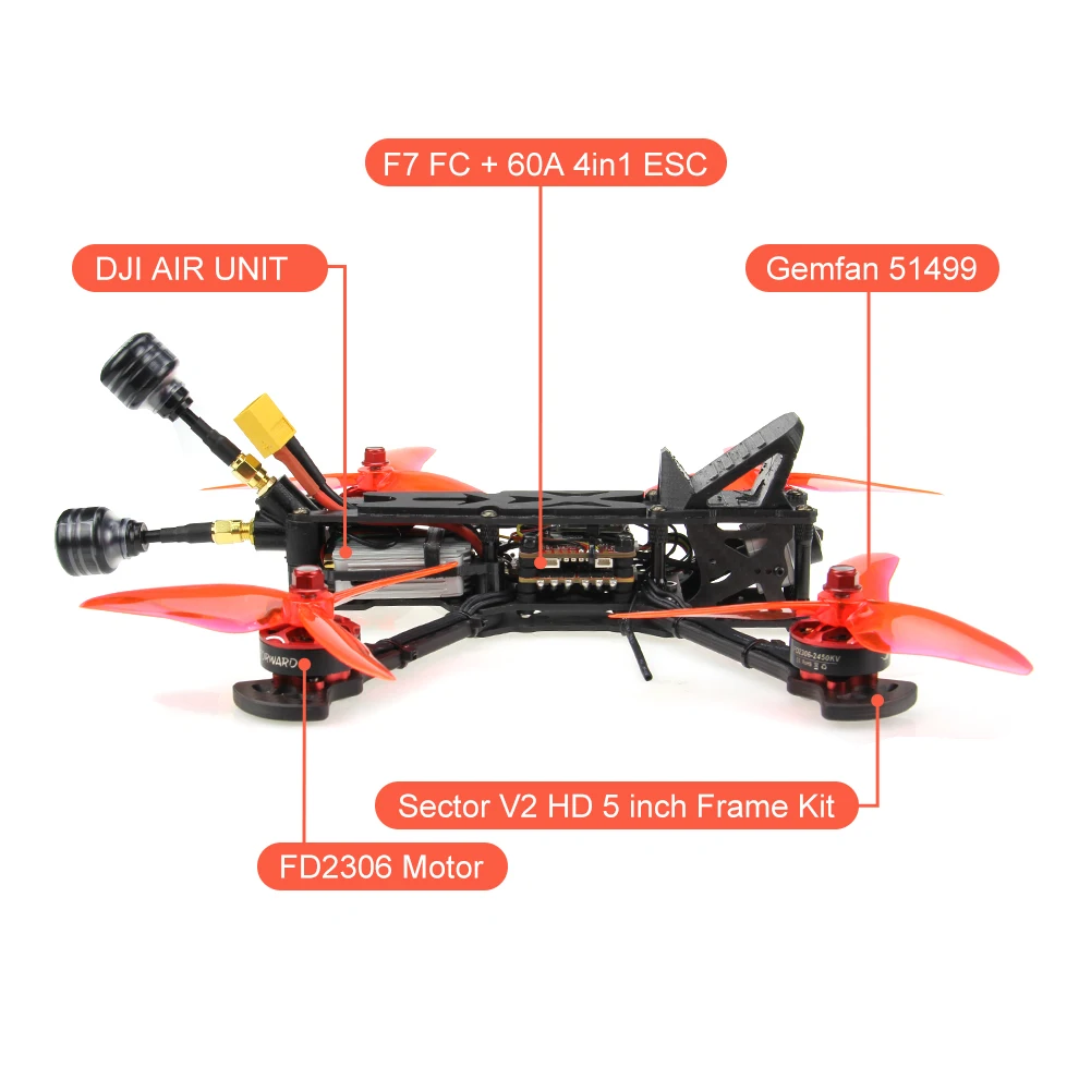 HGLRC V2 HD 5 Дюймов Фристайл FPV гоночный Дрон 4-6S BNF PNP F7 двойной контроль полета 60А 4в1 ESC 2306 кв бесщеточный двигатель