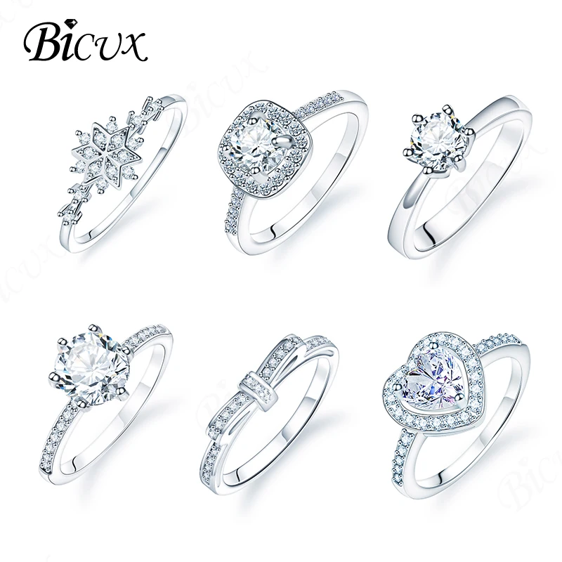 BICUX, новое модное обручальное кольцо с белыми кристаллами для женщин, классическое элегантное кольцо с кубическим цирконием для любви, женские украшения для свадьбы