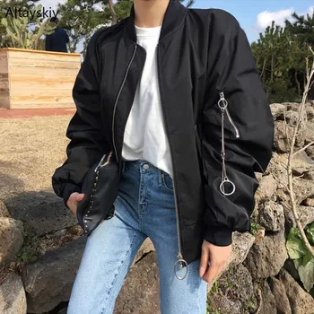 

Jackets Women Clothing Korean Version Loose Students Long Sleeve Jacket Coat Elegant Solid Daily All-match Simple Daily Pockets