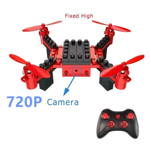 902 902HS Радиоуправляемый вертолет с фиксированной высотой DIY Дрон строительные блоки 3D кирпичи Квадрокоптер с wifi камерой Сборка игрушки мультикоптеры - Цвет: 720P Camera Red
