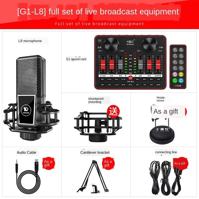 

New Live Sound Card G1 Version External Voice Changer L8 Microphone Sound Card USB Audio Interface Sound Card For Phone Computer