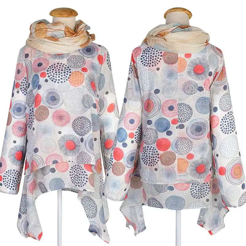 

Women's Asymmetrical Blouse ZANZEA 2020 Fashion Floral Tops Casual Long Sleeve Blusas Female Turtleneck Shirts Plus Size Tunic