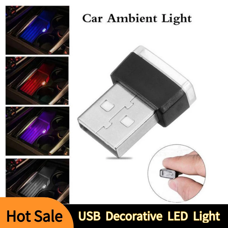 7 colores del Interior del coche luz LED con puerto USB luz de modelado luz ambiente de coche de luz Interior, Interior del coche decorativo luz Acc
