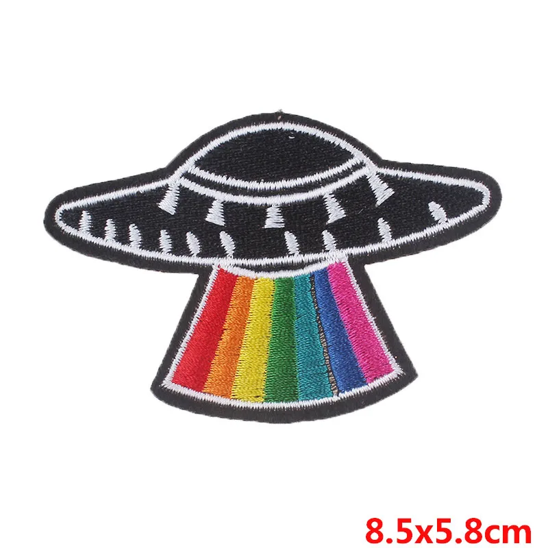 Prajna Hippie Unicorn Patches Embroidered Patches For Clothing DIY Magic Rainbow Stripes Iron On Patches For Kids Cloth Applique 