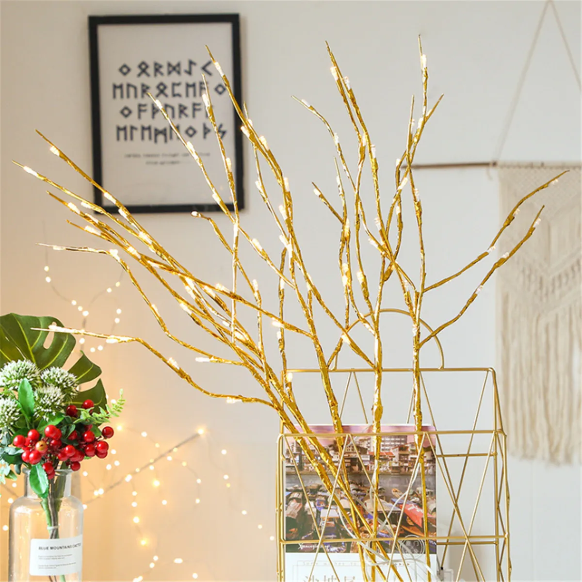 20 Bulbs LED Willow Branch Lights Lamp Natural Tall Vase Filler Willow Tree Branch Christmas Home Wedding Decorative Lights