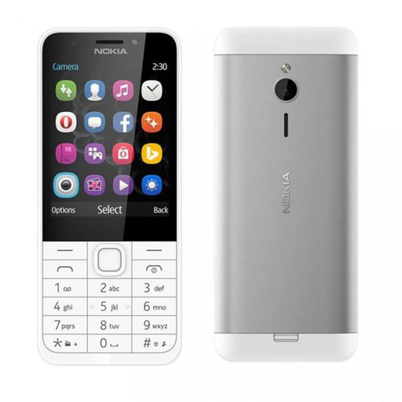 Used Unlocked Nokia 230 GSM 2.8 Inch Dual & Single SIM Card 2MP English&Hebrew&Arabic&Russian Keyboard Refurbished Mobile Phone