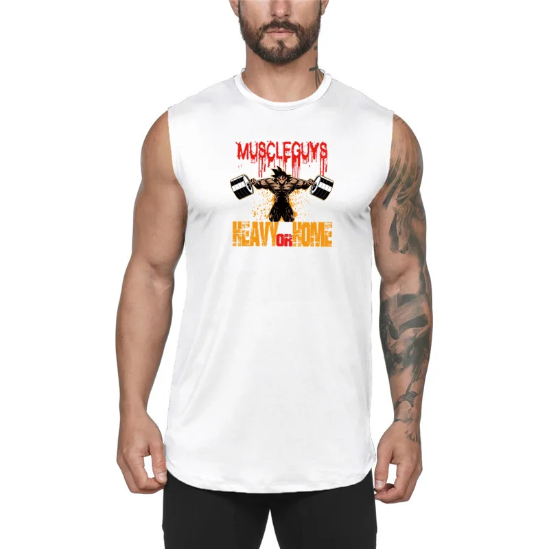 Brand Mens Tank Top Fashion Workout Cotton Musculation Gym Clothing Bodybuilding Fitness Singlets Sleeveless Vest Muscle Shirt - Цвет: Белый