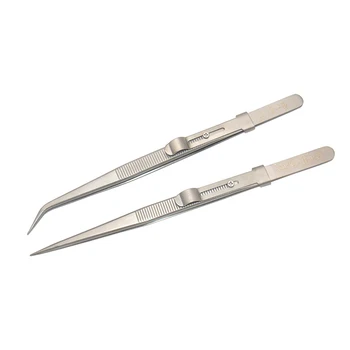 

Clip Diamond Jewelry Tweezers with Lock Anti-slip Lengthen Stainless Steel Tweezers Pointed-Toe Elbow Clip