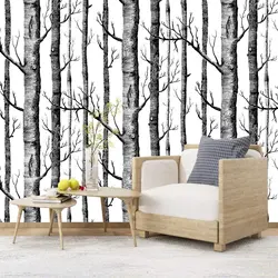 Birch Tree Black Trunk Wallpaper Peel and Stick Wall Sticker Self Adhesive Waterproof Removable Stickers for Home Decor Bedroom