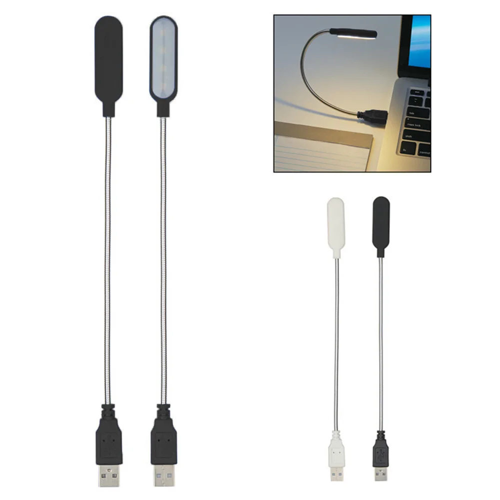 Lâmpada usb de led portátil para leitura, flexível, proteção para os