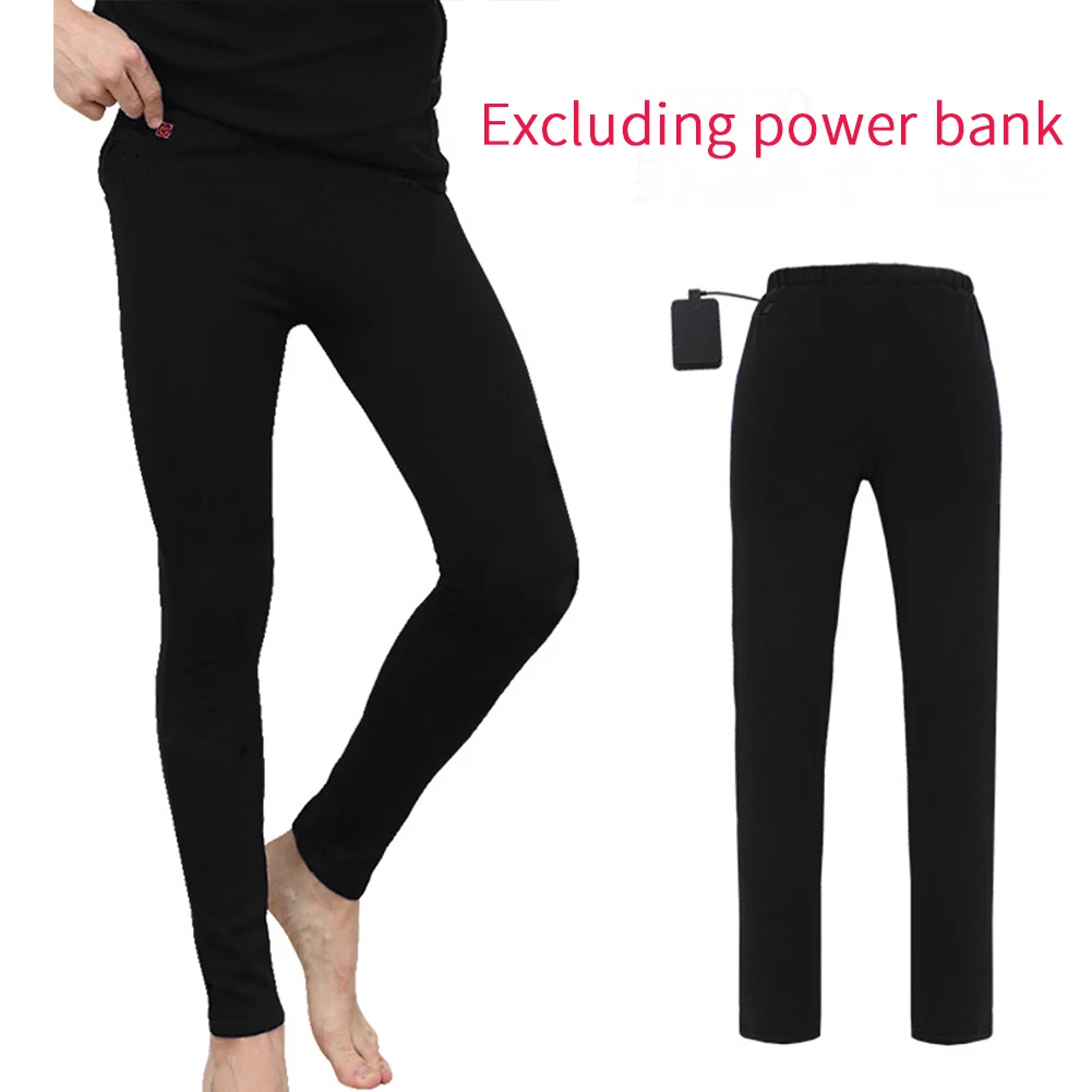 Men Women USB Charging Elastic Heating Trousers Adjustable Warm Winter Thickened Smart Electric Leggings for Sports Ski Outdoor