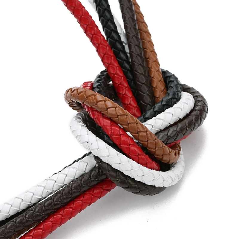 

1m/lots 6mm Round Coffee/Red/Black/White Genuine Braided Leather Cord For Jewelry Making Necklace Bracelet Craft Accessories DIY