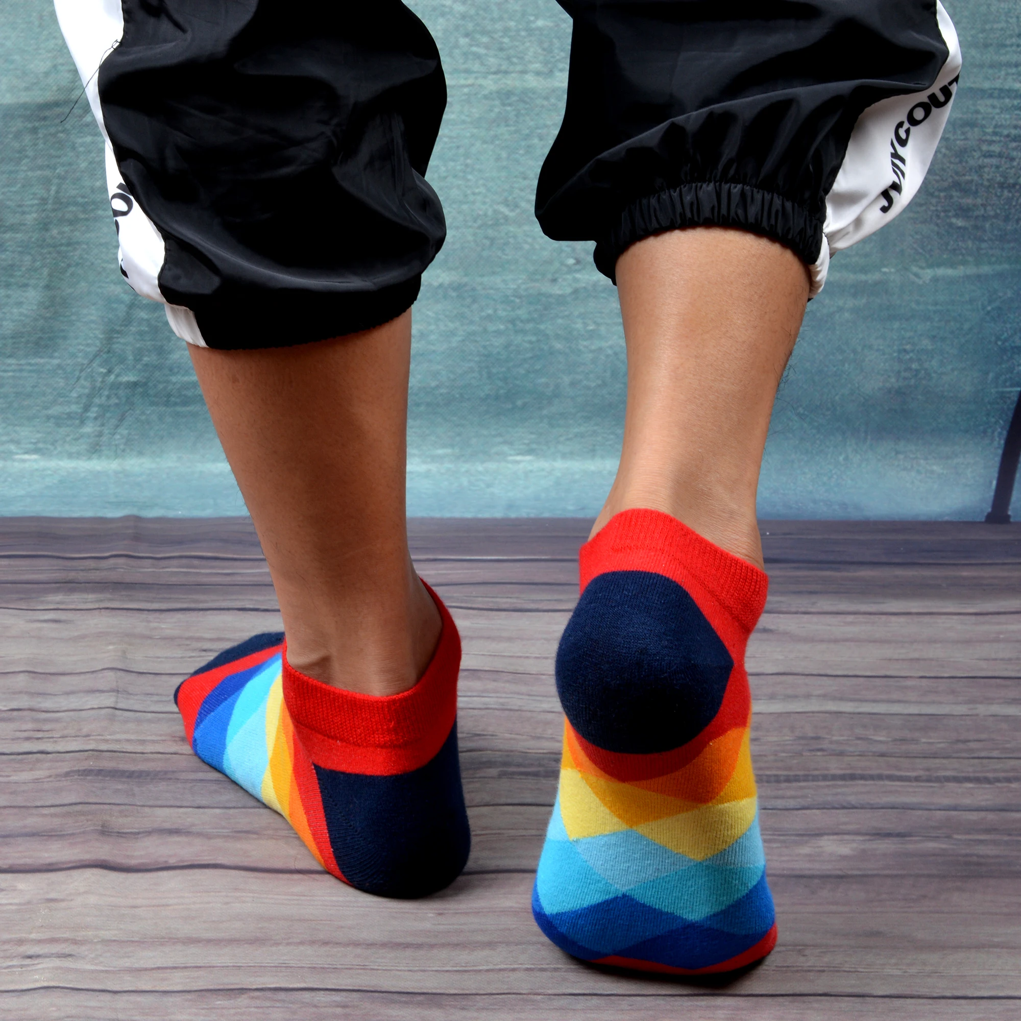 SANZETTI 8 пар/лот летние новые цветные мужские носки из чесаного хлопка короткие носки в полоску