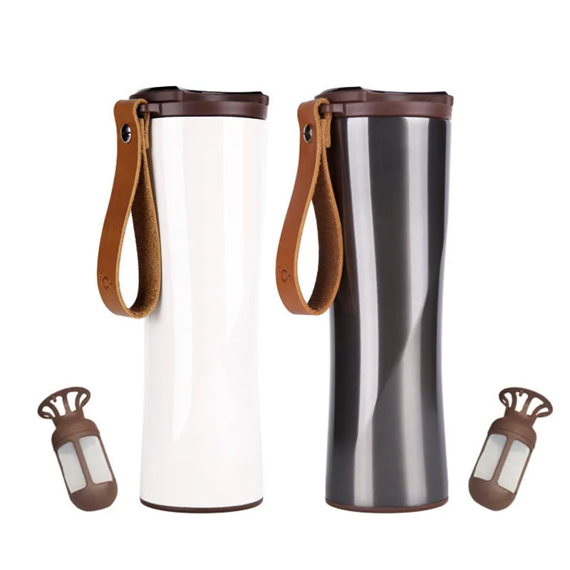 

KKF Travel Mug Moka Smart Coffee Tumbler 430ml Portable Vacuum Bottle OLED Touch Screen Stainless Steel Coffee Cup with filter