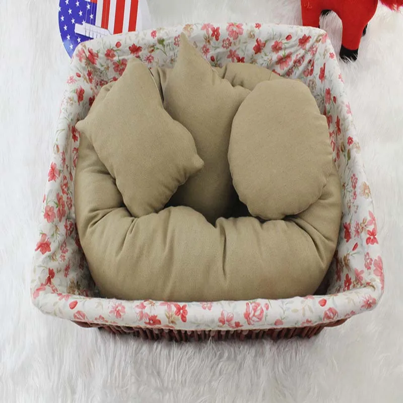 canvas 4pcs Khaki Детская фотография Реквизит Подушка новорожденный позирует мешок для зерен набор Подушка для младенца позиционер новорожденный реквизит подушка - Цвет: canvas 4pcs Khaki