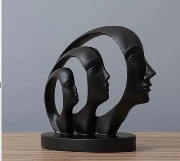 

European Resin Black White Human Face Abstract Ornaments Artwork Home Livingroom Figurines Crafts Office Furnishing Decoration