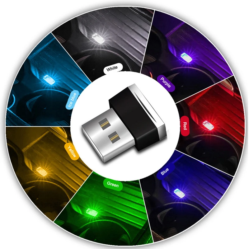 

1 Pc Mini LED Car Light Lamp Auto Interior USB Atmosphere Light Plug And Play Decor Lamp Emergency Lighting PC Car Accessories