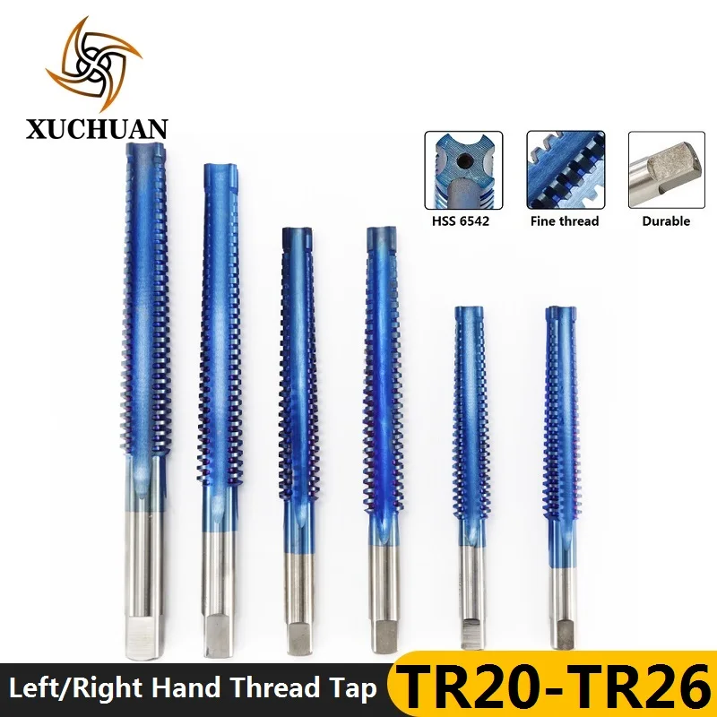 

1pc TR20-TR26 Left/Right Hand Machine Thread Tap Nano Blue Coated Trapezoidal Tap HSS Plug Screw Tap Drill