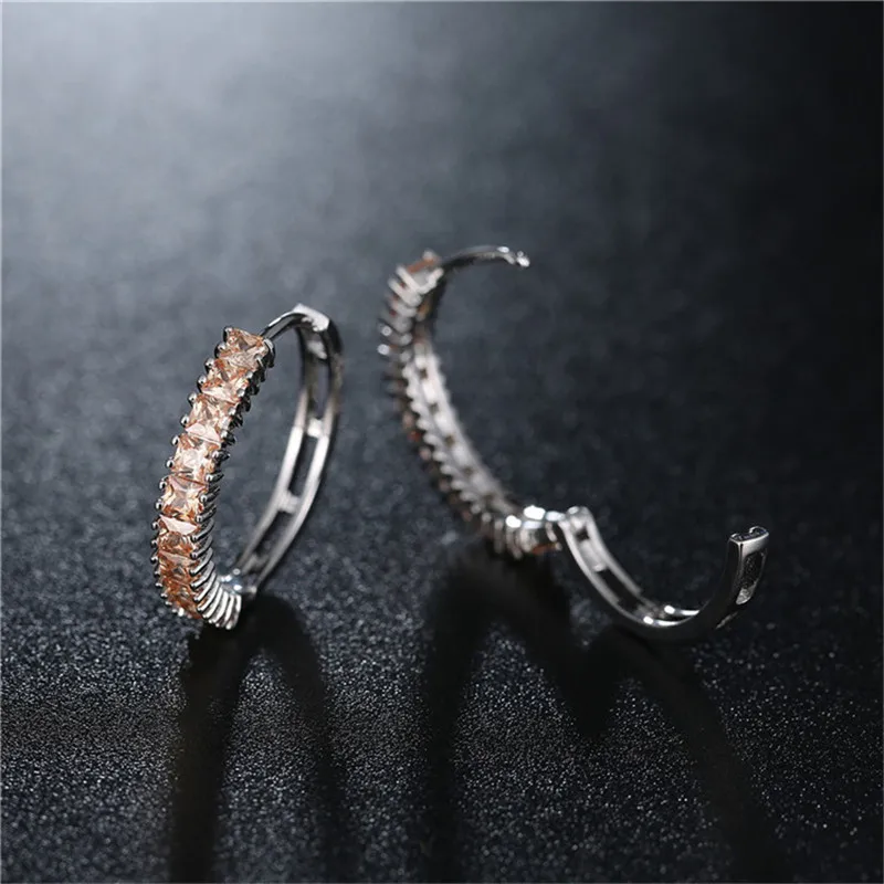 Серьги-кольца Iced CZ для женщин, ювелирные изделия в стиле бохо, серьги с синим цирконием, подарок для девочки, роскошные серьги с цирконием и кристаллами, Brincos Para As Mulheres
