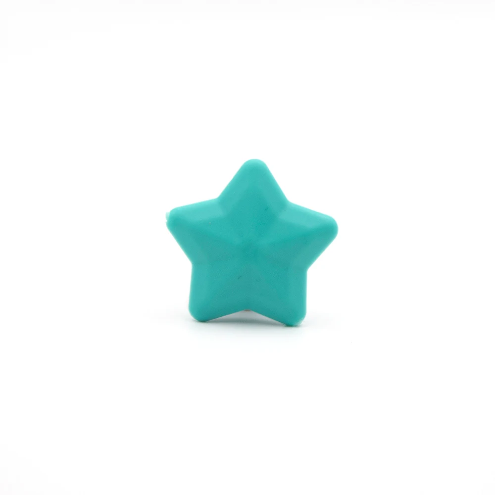 Turquoise GYLAXIDO, 5 шт., силиконовые бусины со звездами, 3,8 см, пищевой силикон, Kralen, Детские Прорезыватели для зубов, сделай сам, пустышка, цепочка, грызунок, пентаграмма, игрушка - Цвет: Turquoise