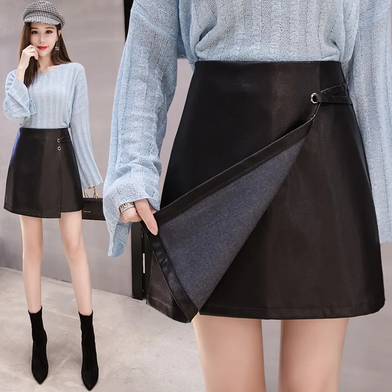 Fotoshoot 2019 Nieuwe Stijl Hoge Taille Pu Kleine Lederen Rok Hong Kong Smaak Rok Vrouwen Herfst En winter Een-Lijn Schede Ik Fotoshoot 2019 Nieuwe Stijl Hoge Taille Pu Kleine Lederen Rok Hong Kong Smaak Rok Vrouwen Herfst En winter Een-Lijn Schede Ik