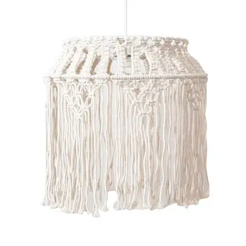

Hand-knitted Woven Lampshade Macrame Tapestry Tassel Hanging Lamp Decoration
