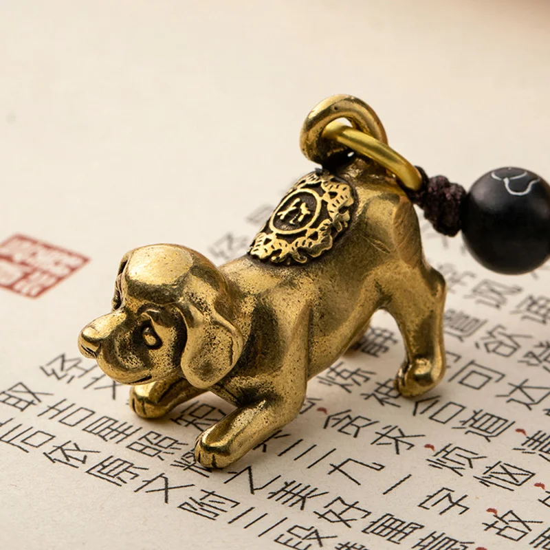 brass dog keychain rope pendant (10)