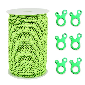 

2.5mm / 4mm 50M Reflective Tent Guyline Rope Paracord with 6 Guyline Adjusters Tensioners for Outdoor Camping Tent Awning