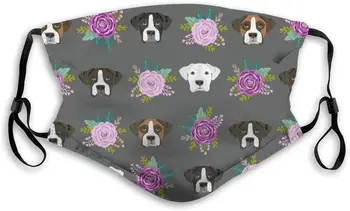 

\Face Mask Adjustable Earloops Breathable Reusable Outdoor Mouth Cover Dust Mask for Adults Kids - Boxer Dogs and Flower