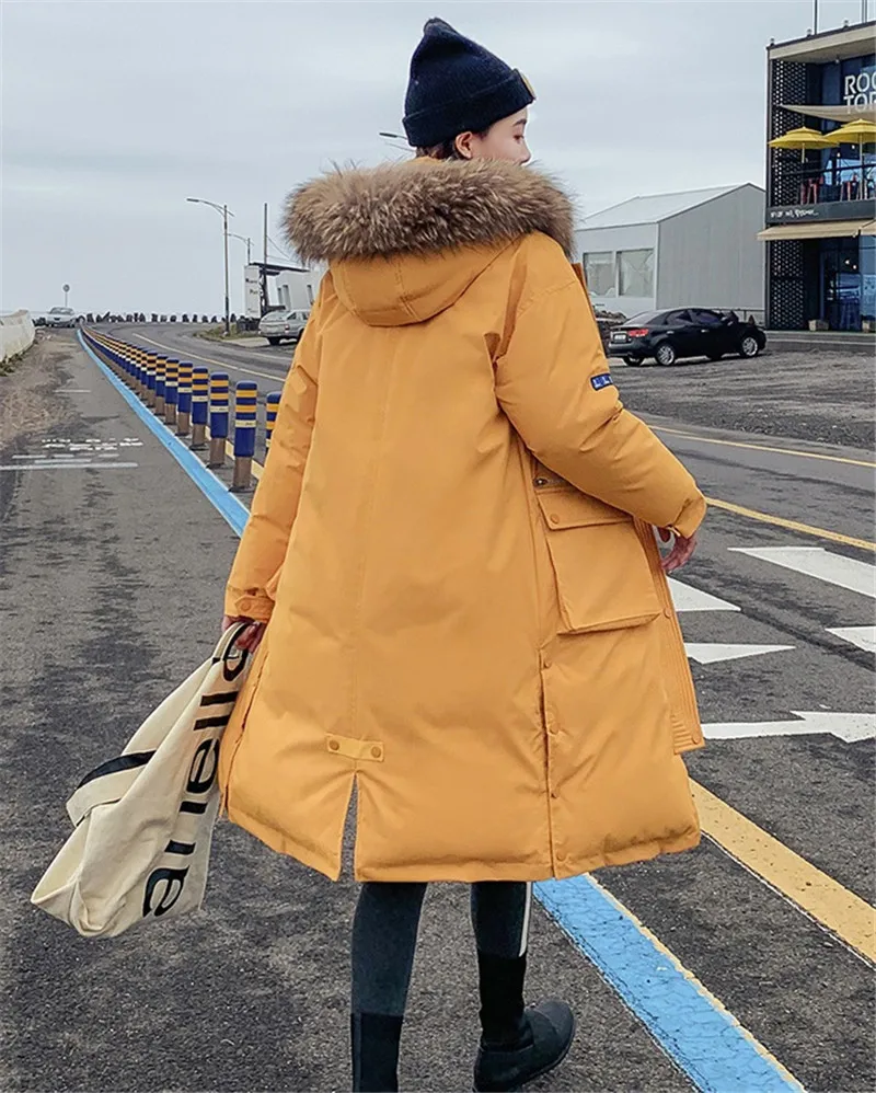 Winter Jacket Coat Plus size Women Fashion Fur collar Hooded Down cotton Jackets Women's long Warm Cotton Jackets Parkas F906