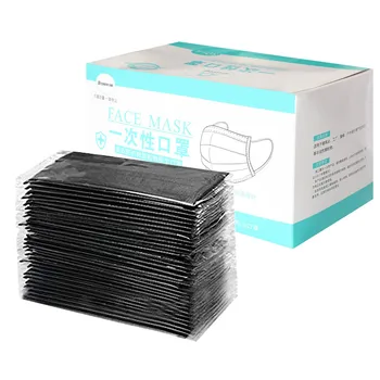 

50pc Black Earloop Disposable Face Masks For Mouth Nonwoven Fabric Dustproof Breathable Masker 3 Ply Filter Mask Mascarillas