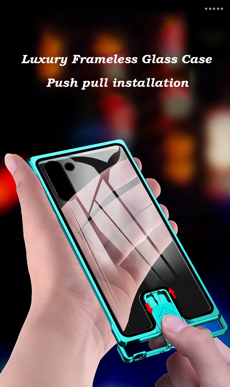 Роскошный Безрамное алюминиевое металлическое чехол-бампер для телефона для samsung Galaxy Note 10 закаленное стекло чехол Note 10 Pro ударопрочный чехол