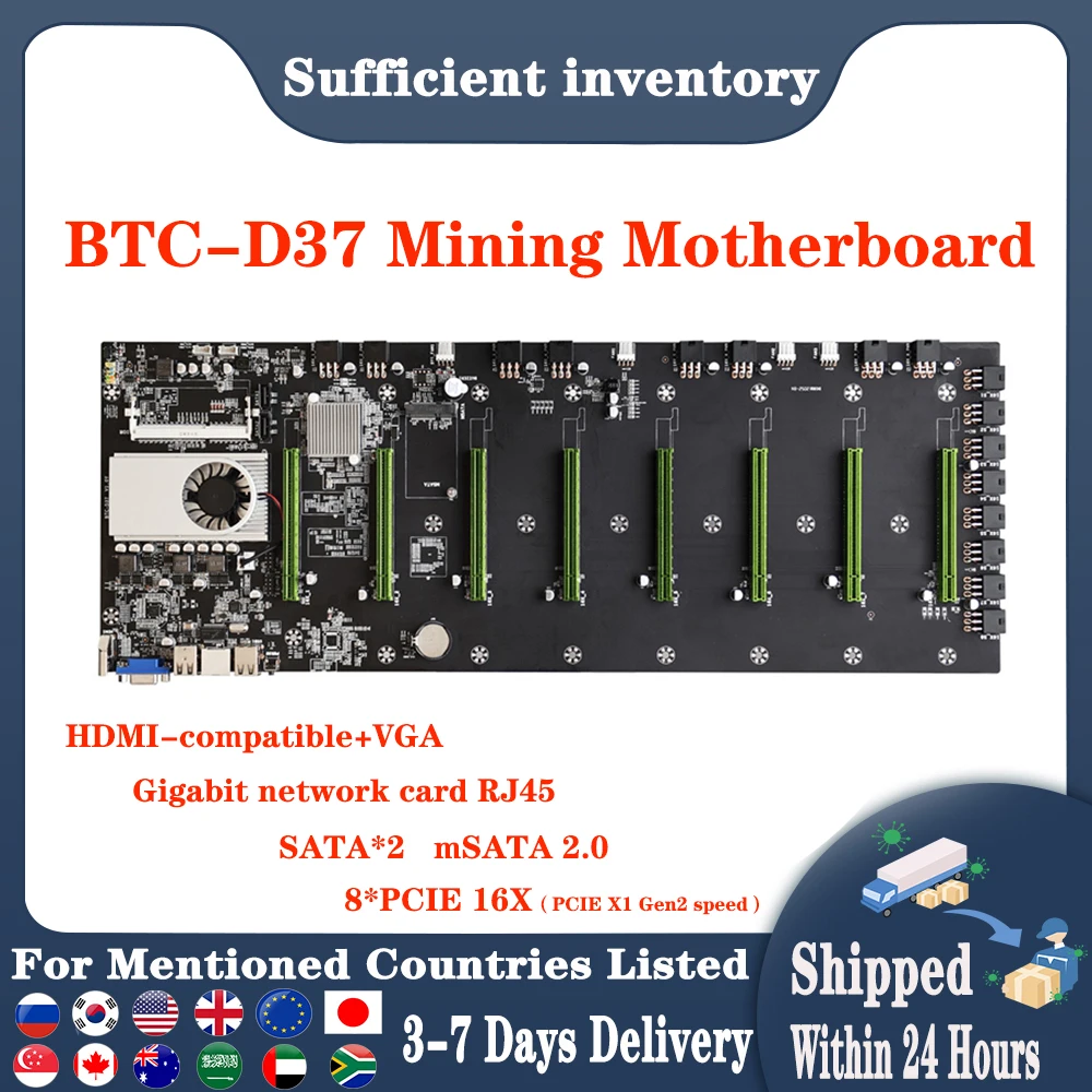Хорошо протестированная материнская плата ETH BTC Miner расширяемый порт 8 * PCIE 16X /4 USB2.0