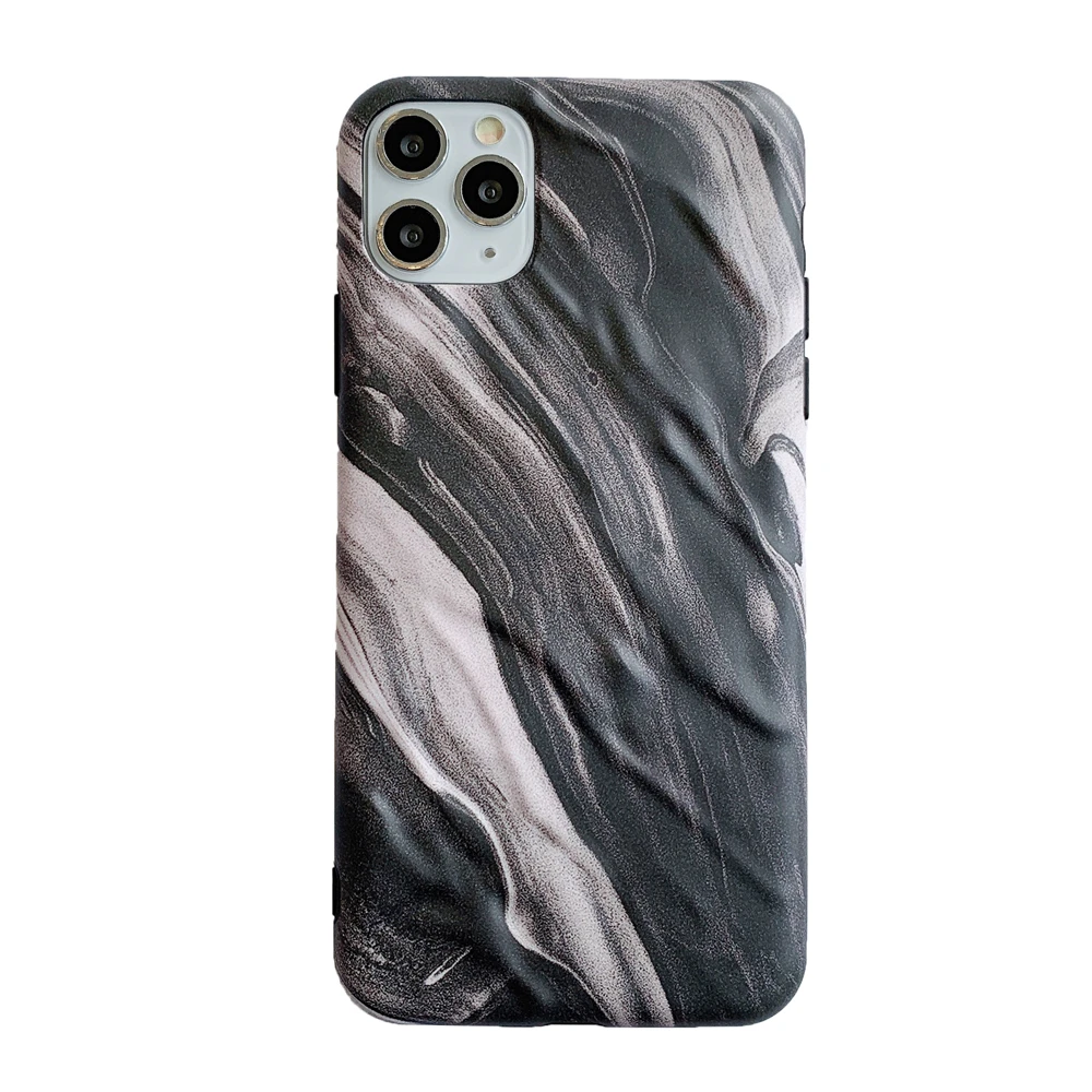 Мягкий силиконовый чехол с мраморным рисунком для IPhone 11 Pro Max черный серый
