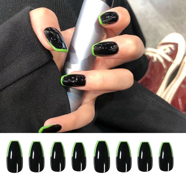 Black Snake Flame Coffin Fake Nails Press On Nail Art Decor Nail Art Fake  Nails Stiletto Tips Full Cover Artificial Designs - AliExpress