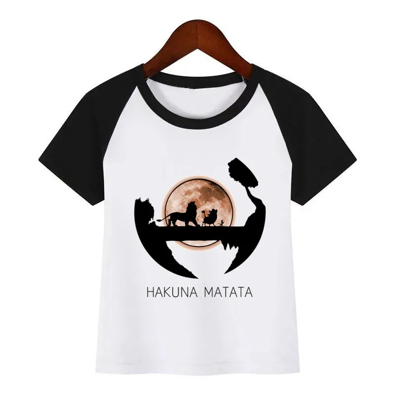 HAKUNA MATATA/футболка с принтом животных для мальчиков и девочек; детская забавная футболка с рисунком короля льва; детские летние топы с короткими рукавами; одежда для малышей