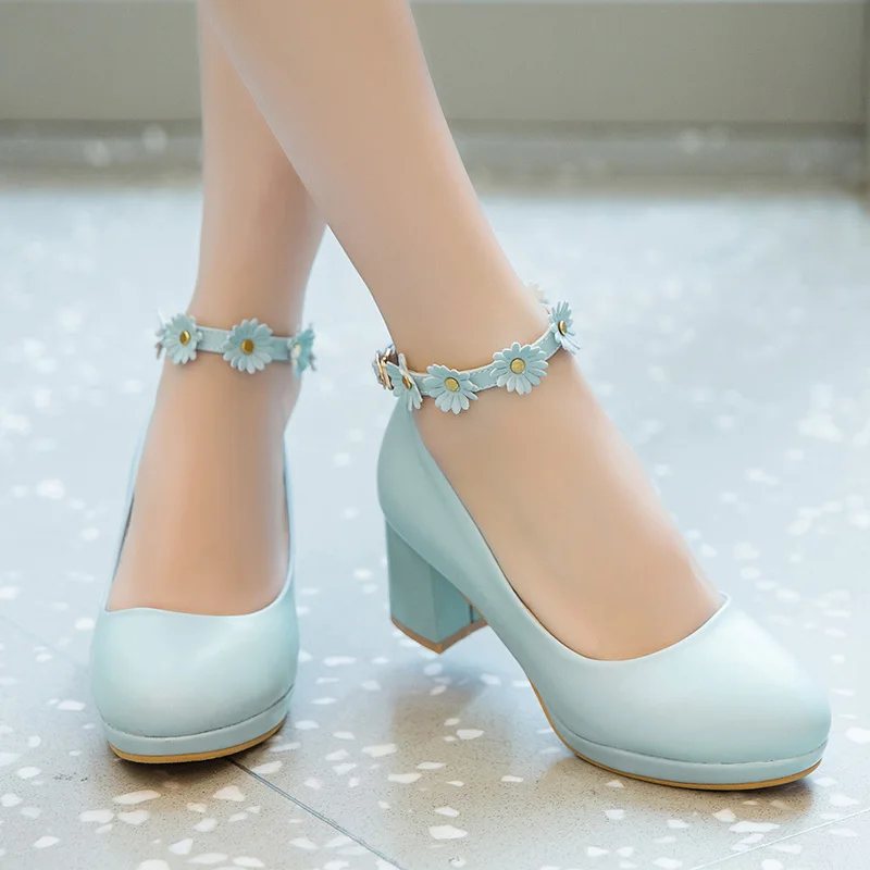 Leather shoes Girls shoes Girls high heel shoes Fashion Student party shoes High-heeled Flowers shoes Size 30-43 For bigger girl Kid Heeled Leather flower girls