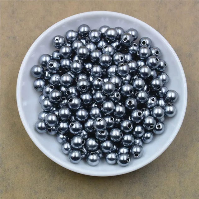 50-400Pcs/bag With Hole ABS Imitation Pearl Bead 4/6/8/10/12MM Round Plastic Acrylic Spacer Bead for DIY Jewelry Making Findings Silver