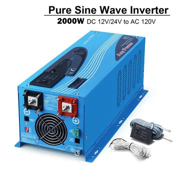 

SUNGOLDPOWER 2000W Solar Power Inverter Pure Sine Wave 12V/24V DC to 120V AC Low Frequency Home Inverter Voltage Power Converter