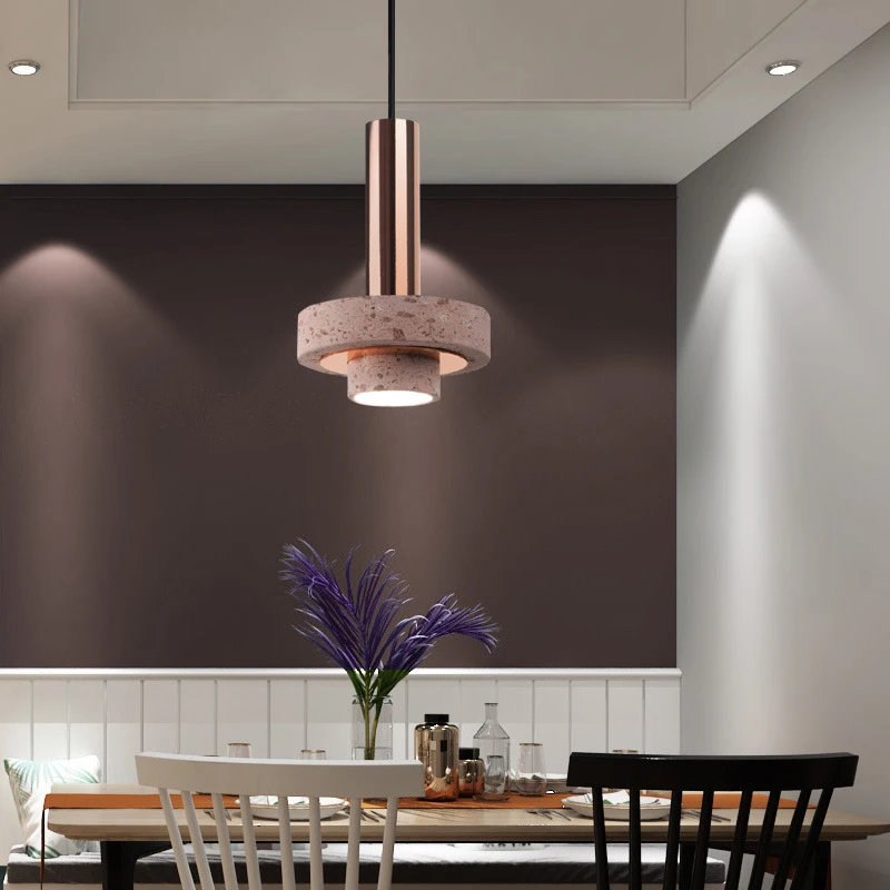 LED Terrazzo Pendant Light Nordic Aluminum Lamp Living Room Bedside Bedroom Restaurant Counter Hotel Villa Bar Hanging Lighting