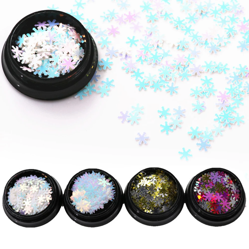 1pcs Christmas Snowflake Sequins Manicure Nail Glitters Mixed Design Nail Art Decorations DIY Charm Nail Accessories Tool TSLM1