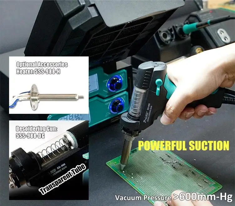 Pro'sKit SS-331H Update Version SS-988H 6 IN 1 Multifunction Soldering iron/Desoldering Station Desoldering Pump Smoke Absorbing