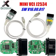Versão mais recente v15.00.028 mini relação vci para toyota tis techstream minivci ft232rq ft232rl chip j2534 obd2 ferramenta de diagnóstico