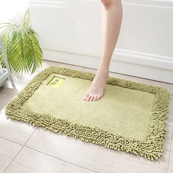 

Bedroom Door Mat Area Rug Living Room Plushy Water Absorption Non Slip Fluffy Chenille Bathroom Soft Carpet Hallway Solid