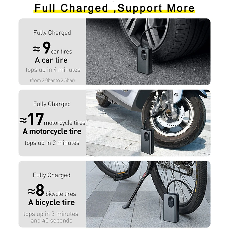 Baseus автомобильный воздушный компрессор надувной насос w светодиодный светильник