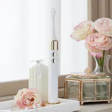 Звуковые электрические зубные щетки для продажи с 4 щетинками DuPont и чехол для путешествий с бесконечными режимами скорости