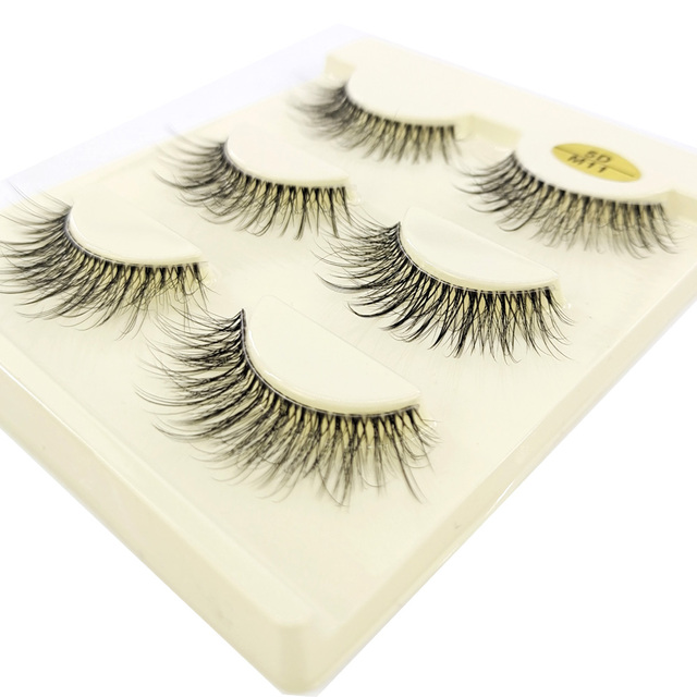 3pair Invisible Band Transparent 3D Mink Fur Lashes Natural Long Wispy False Eyelashes