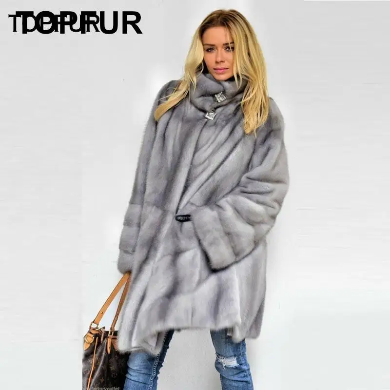 TOPFUR, Новое поступление, шуба из настоящей норки, женская шуба из серой норки, шуба, свободная, теплая, уличная, популярная, шуба, распродажа, цена